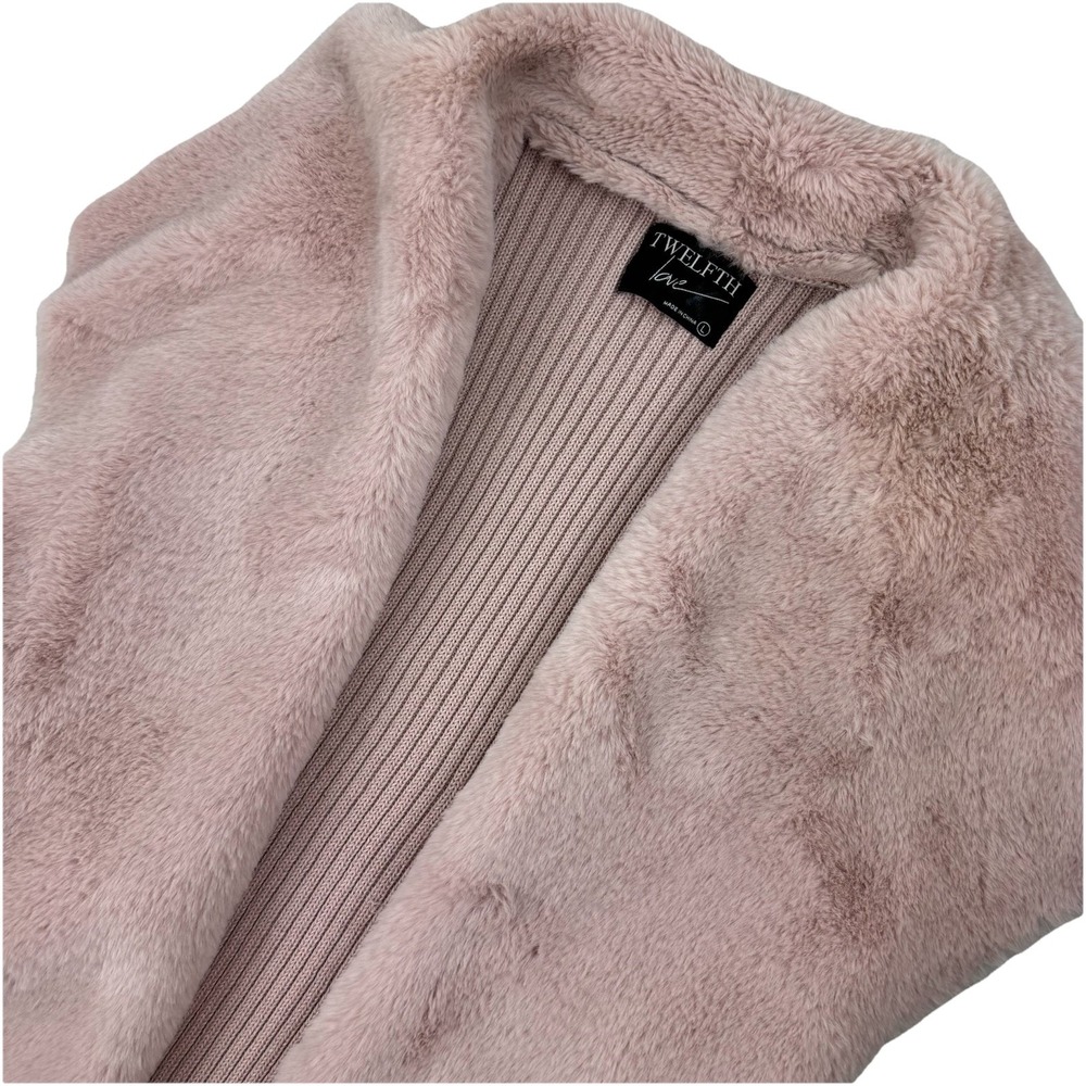 TWELFTH LOVE Womens Faux Fur Suede Vest Duster‎ Cardigan Rose/Pink - L